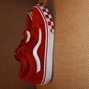 Vans Red and White Checker Board Suede Sneakers Size 3